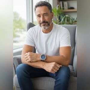 Nautica Silver and Blue Chronograph Watch